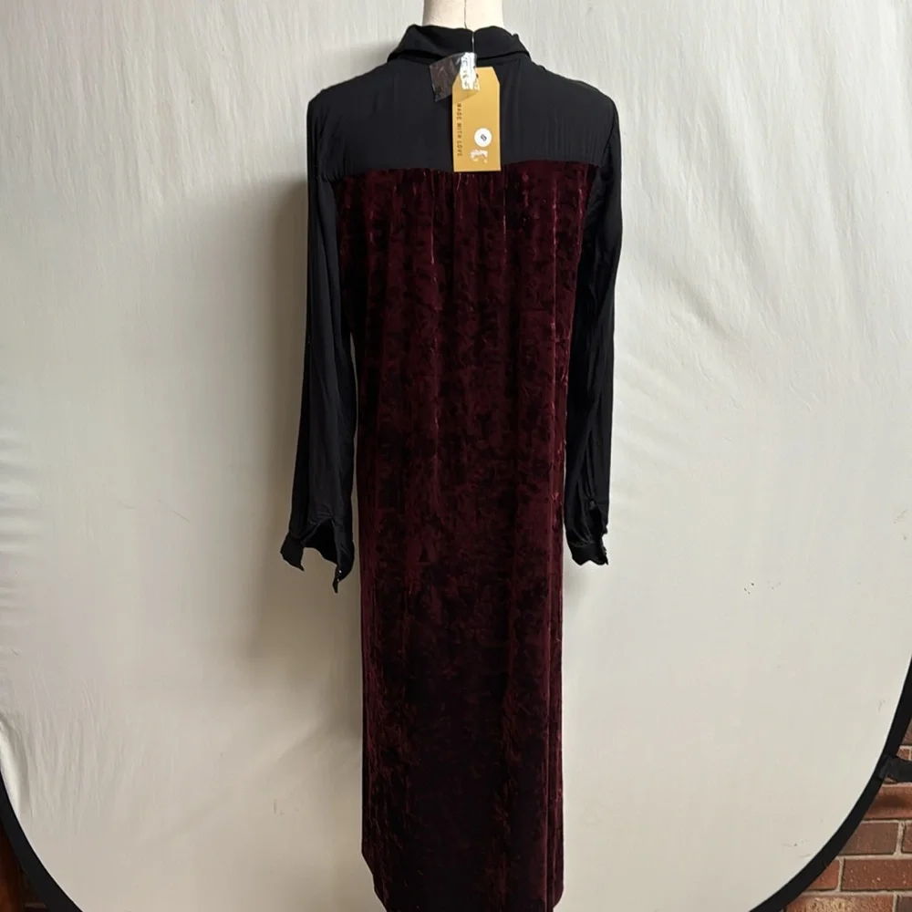 Andree by Unit Embroidered Velvet Back Shirt Dress‎ Size Small